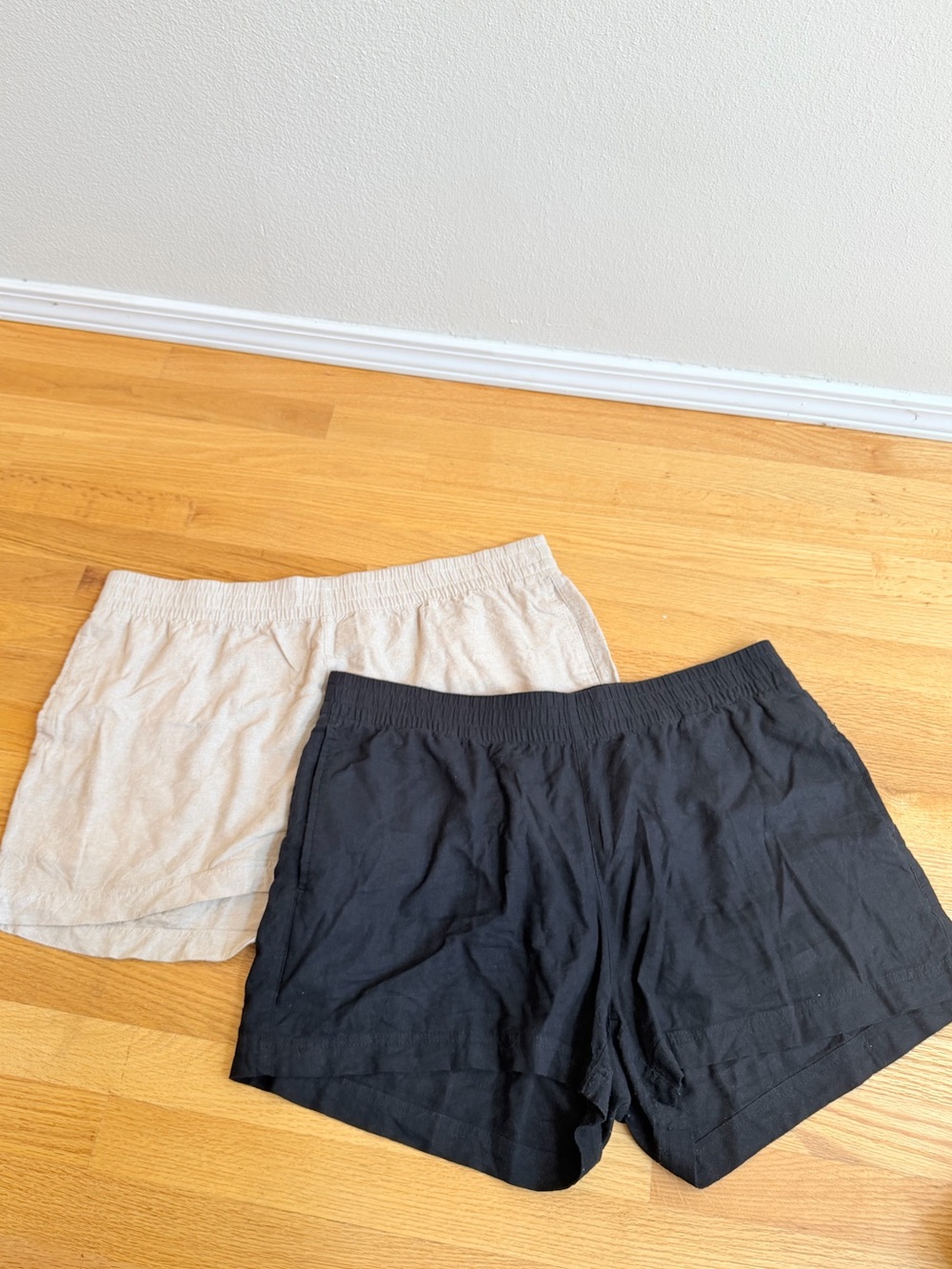 Set of Two; High Waisted Linen Shorts